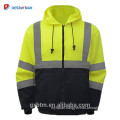 Wholesale ANSI Class 3 High Visibility Zipper Jacket Two Tone Black Bottom Hoodie Safety Sweatshirt Orange